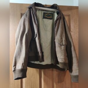 Vintage G-III Global Identity Leather Nylon Lined Bomber Jacket Men XL Brown